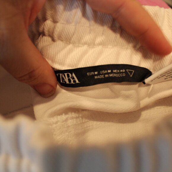 Zara Tupac bravado printed white denim joggers size medium - Picture 3 of 6